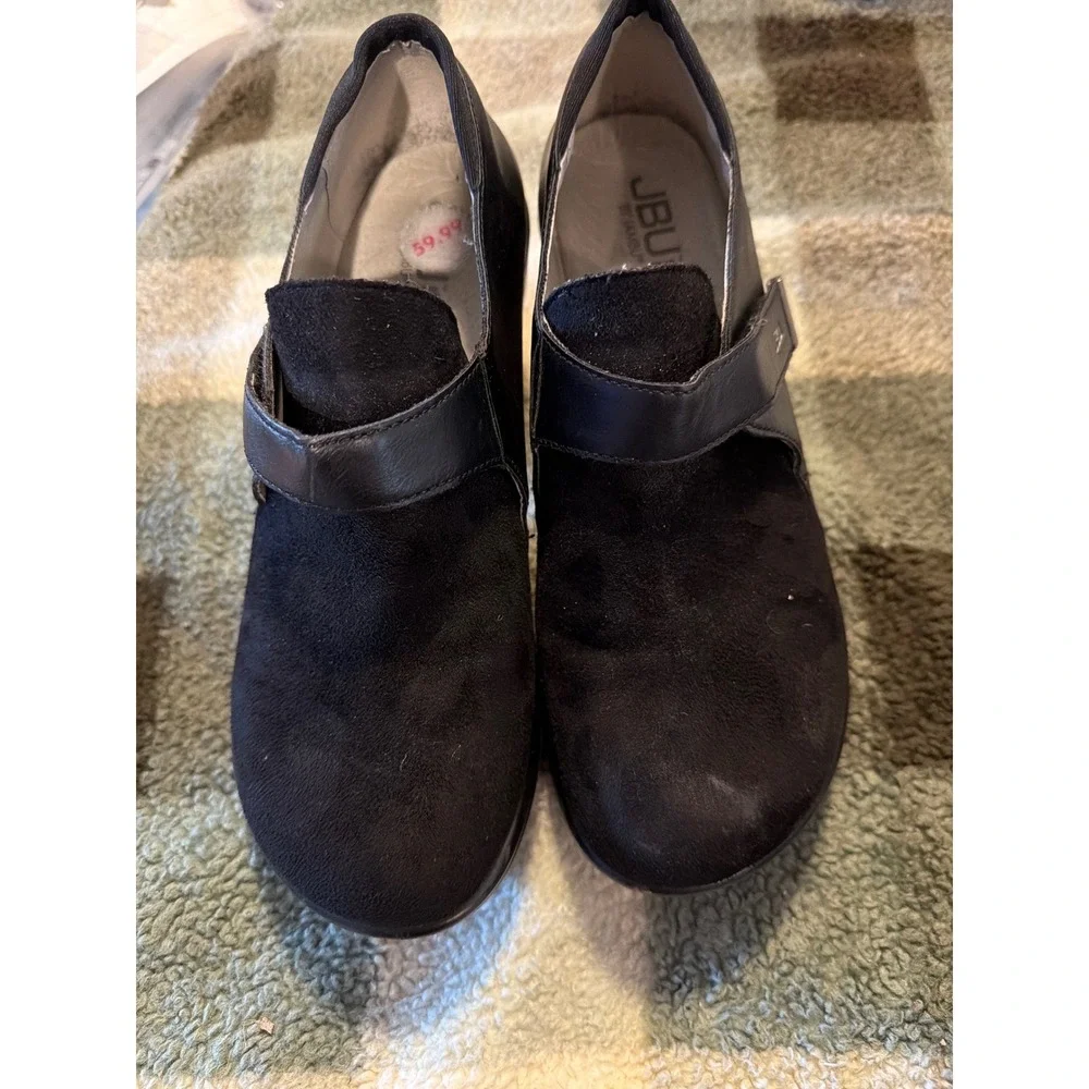 JBU‎ by Jambu Sedona Black Wedge Pumps Mixed Media Slip On Shoes Womens 7M